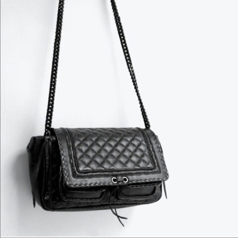 Zara Quilted Genuine Leather Chain Bag
